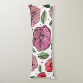 水彩とインクの花 – ピンクと緑 ボディピロー (正面縦)