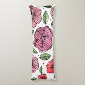 水彩とインクの花 – ピンクと緑 ボディピロー (裏面 (縦))