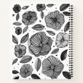 水彩とインクの花 – 白黒 ノートブック (裏面)