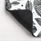 水彩とインクの花 – 白黒 マウスパッド (コーナー)