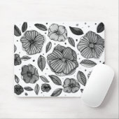 水彩とインクの花 – 白黒 マウスパッド (マウス)