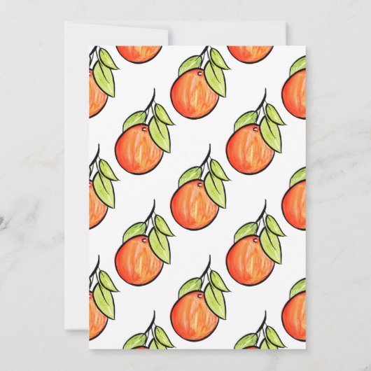 水彩とインクオレンジとパターン 招待状 (裏面)