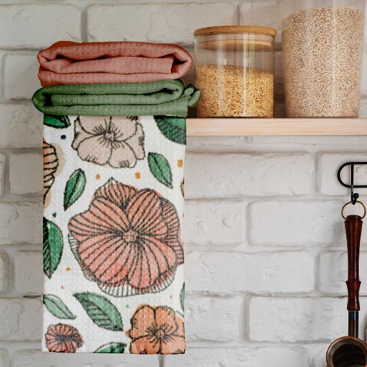 水彩とインクフラワー – ヴィンテージパレット キッチンタオル