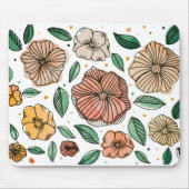 水彩とインクフラワー – ヴィンテージパレット マウスパッド (正面)