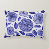 水彩とインクフラワー – 青パレット アクセントクッション (裏面)