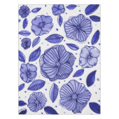 水彩とインクフラワー – 青パレット テーブルクロス (正面)