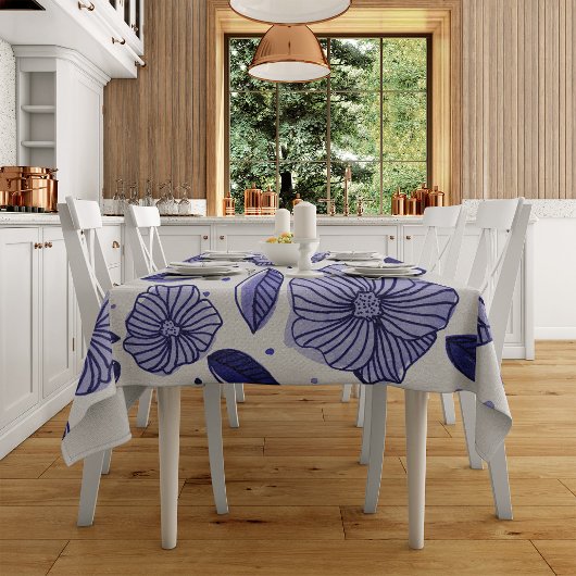 水彩とインクフラワー – 青パレット テーブルクロス