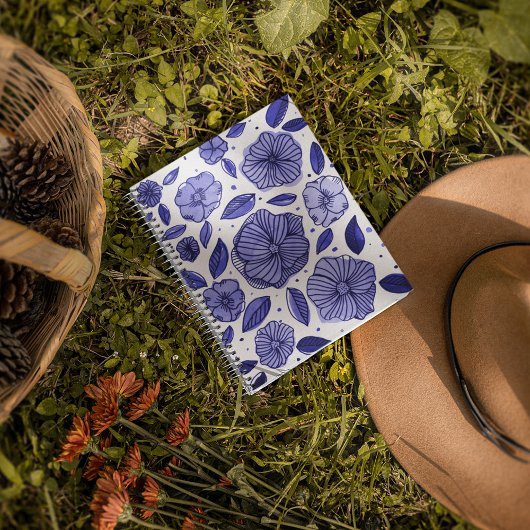 水彩とインクフラワー – 青パレット ノートブック