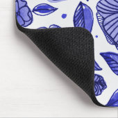 水彩とインクフラワー – 青パレット マウスパッド (コーナー)