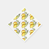 水彩とインクレモンのパターン スタンダードカクテルナプキン (角)