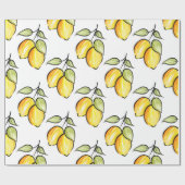 水彩とインクレモンのパターン ラッピングペーパー (フラット)