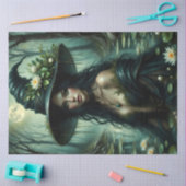 水彩とエンチャントを持つムーンライトの沼の魔女 薄葉紙 (クラフト)