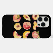 水彩とカラフルなフレッシュな桃のスライス、 iPhoneケース (裏面横)