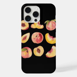 水彩とカラフルなフレッシュな桃のスライス、 iPhone 15 PRO MAXケース