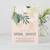 水彩とグリッターバラブライダルシャワー 招待状 (スタンド正面)