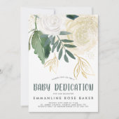 水彩とグリッターバラベビー献身招待状 招待状 (正面)