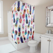 水彩とネブラパイナップルイラストレーション シャワーカーテン (インサイチュ)