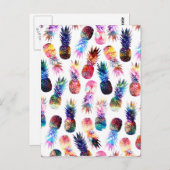 水彩とネブラパイナップルイラストレーション ポストカード (正面/裏面)