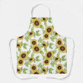 水彩とペンヒマワリのパターン エプロン (正面)