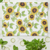 水彩とペンヒマワリ模様 キッチンタオル (折り畳み)
