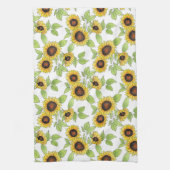 水彩とペンヒマワリ模様 キッチンタオル (縦)