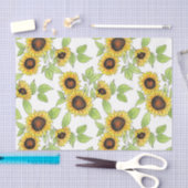 水彩とペンヒマワリ模様 薄葉紙 (クラフト)