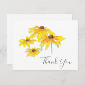 水彩とペンブラックアイドスーザンサンキューカード サンキューカード (正面/裏面)