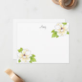 水彩とペンマグノリア花ノートカード ノートカード (正面/裏面インサイチュ)