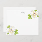 水彩とペンマグノリア花ノートカード ノートカード (正面/裏面)