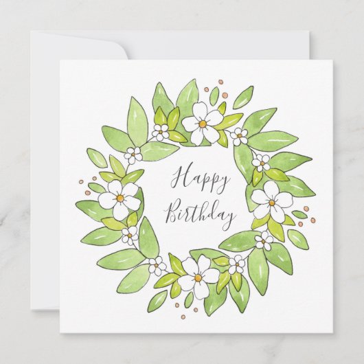 水彩とペンリース カード (正面)