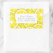 水彩とペンレモンスライスラベル 長方形シール (バッグ)