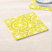 水彩とペンレモンスライス スクエアペーパーコースター (アングル)