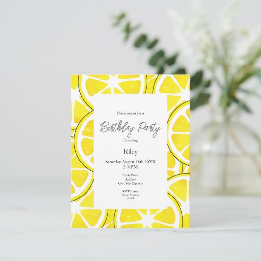 水彩とペンレモンスライス 招待状 (スタンド正面)