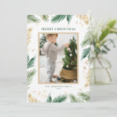 水彩とホイルパインの針写真クリスマス シーズンカード (スタンド正面)
