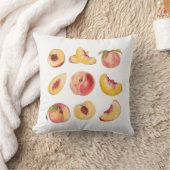 水彩と新鮮カラフルな桃のスライス クッション (ブランケット)