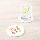 水彩と新鮮カラフルな桃のスライス コースター (側面)