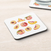 水彩と新鮮カラフルな桃のスライス コースター (左側)