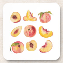 水彩と新鮮カラフルな桃のスライス