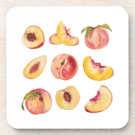 水彩と新鮮カラフルな桃のスライス コースター (正面)