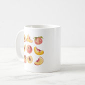水彩と新鮮カラフルな桃のスライス コーヒーマグカップ (正面左)