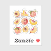 水彩と新鮮カラフルな桃のスライス シール (シート)