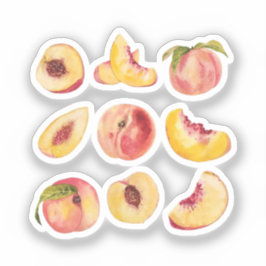 水彩と新鮮カラフルな桃のスライス シール