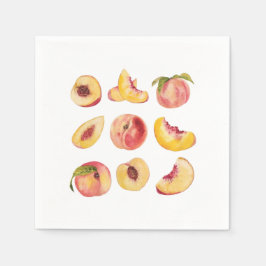 水彩と新鮮カラフルな桃のスライス スタンダードカクテルナプキン
