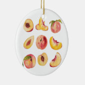 水彩と新鮮カラフルな桃のスライス セラミックオーナメント (右)