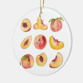 水彩と新鮮カラフルな桃のスライス セラミックオーナメント (左)