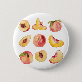 水彩と新鮮カラフルな桃のスライス 缶バッジ