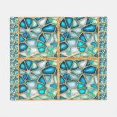 水彩と金ゴールドセル – 海フリース フリースブランケット (正面(横))