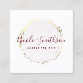 水彩と金ゴールドホイルフェイクサークルロゴ スクエア名刺 (正面)