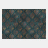 水彩と銅パティナダマスクパターン ラッピングペーパーシート (正面3)