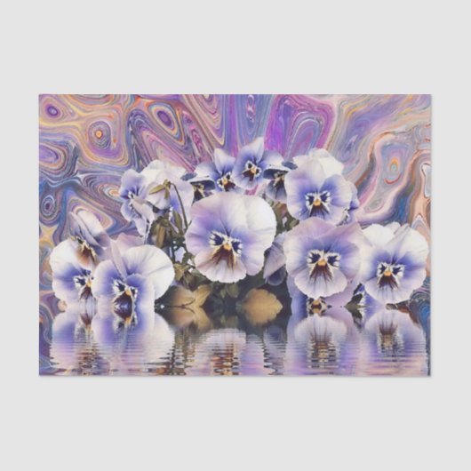 水彩に近い紫色のピンクの白いパンジー 薄葉紙 (正面)